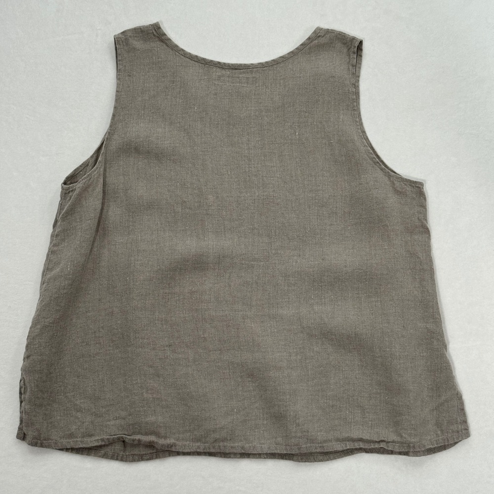FLAX 100% Linen 2 Piece Set Cardigan and Tank Top Oatmeal Womens 1G Lagenlook - Picture 3 of 12